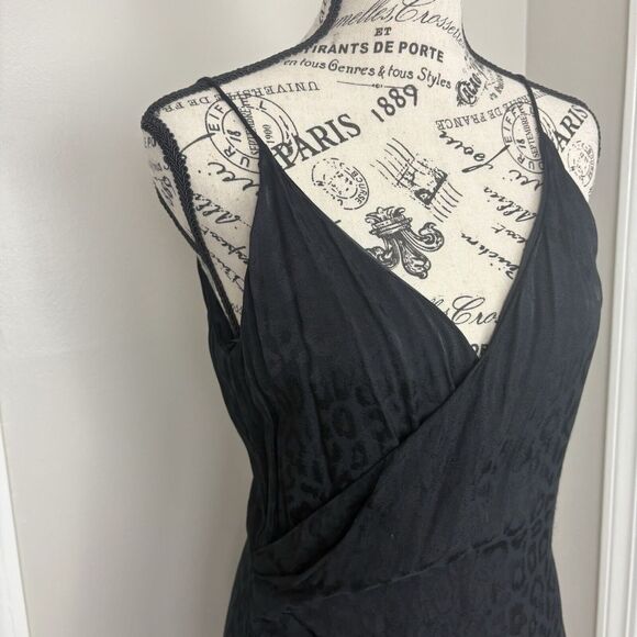 Cushnie X Target Dress Women's Size 6 Wrap Satin Leopard Print Black Slip Party - Picture 4 of 15